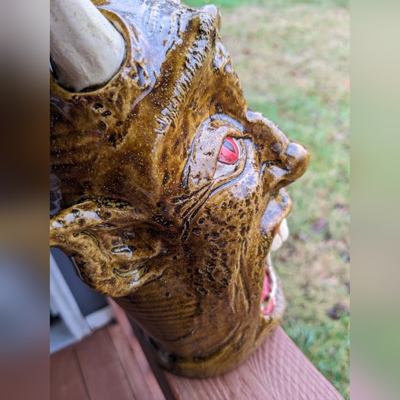 OOAK VTG SIGNED LARGE VERY DETAILED POTTERY JUG SCULPTURE 10.5"x6" - Picture 3 of 14